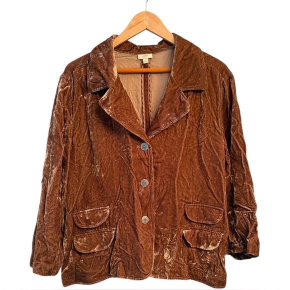 J. Jill Jackets & Blazers - J. Jill Brown Crushed Velvet Blazer Jacket Size XL